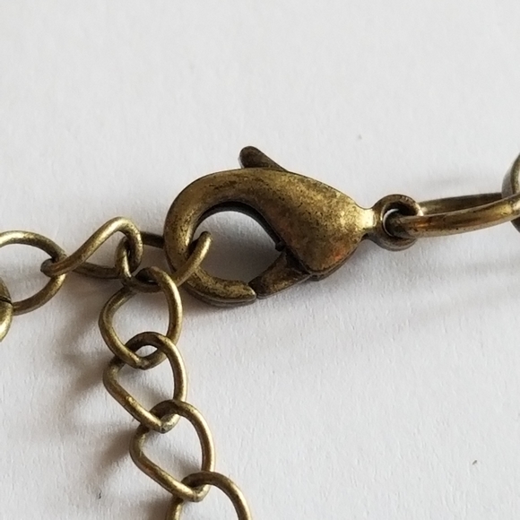 Relisted -Open heart necklace brown bronze tone heart links chain long - Picture 13 of 15